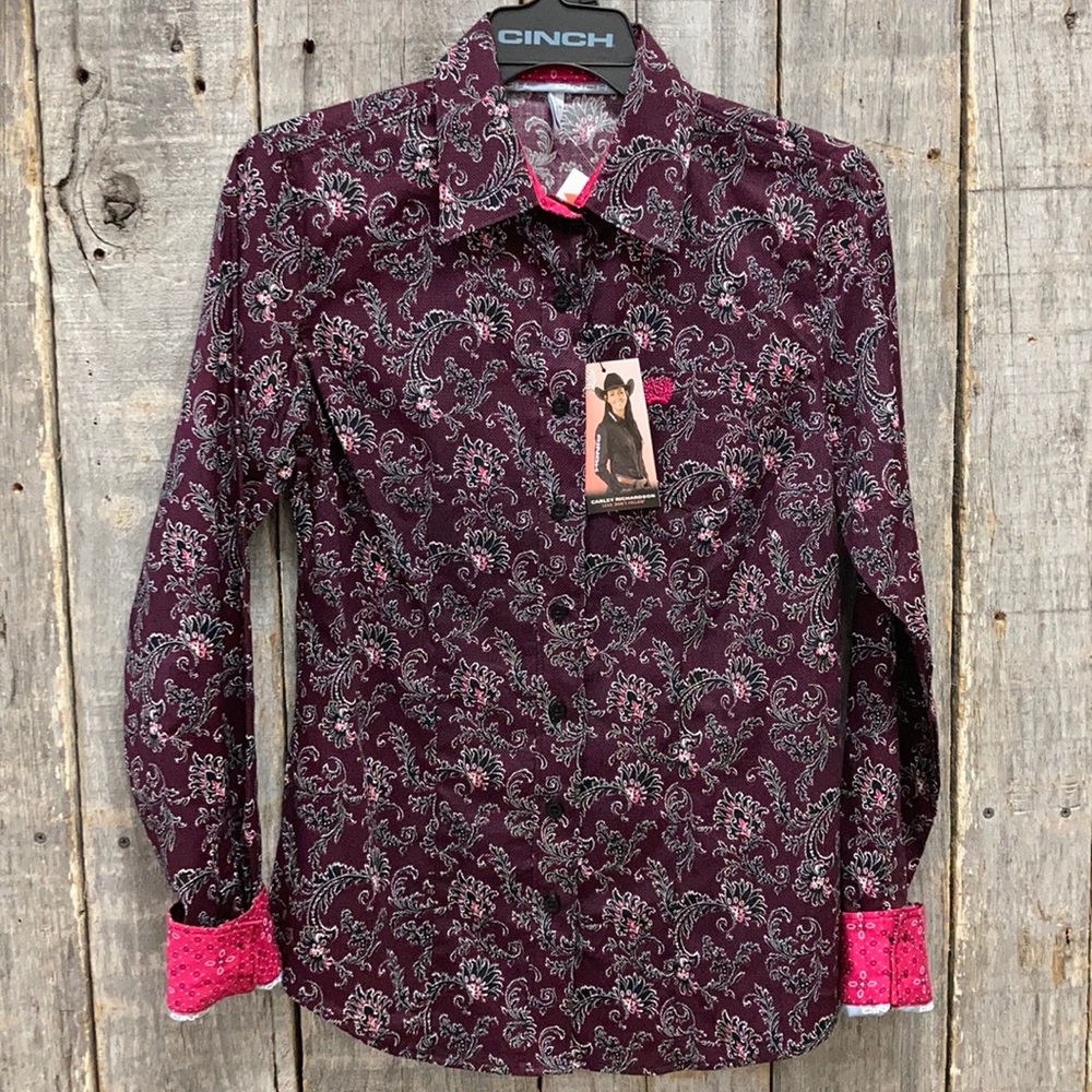 Purple Paisley button up shirt